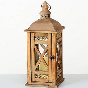 Подсвечник-фонарь ПАУЛАЙН малый, дерево (пихта), коричневый, 46 см