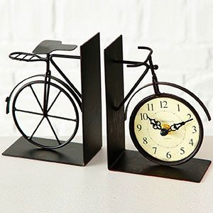 Настольные часы и подставка для книг BIKE&CLOCK, металл, 22х15 см