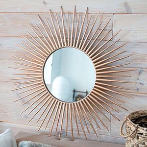 Настенное панно - солнце КАМО с зеркалом, металлическое, 75 см
