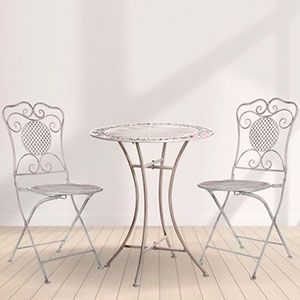 Комплект дачной мебели АЖУРНЫЙ ПРОВАНС (2 стула, стол), металл, белый