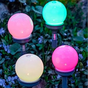 Садовые светильники Solar МОЛОЧНАЯ РАДУГА на солнечной батарее, RGB LED-огни, 27 см, набор - 4 шт.