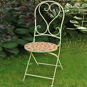 Садовый стул с мозаикой SUMMER MEDITATION, складной, металл, керамика, 93х46х39 см