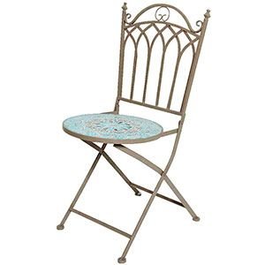 Садовый стул с мозаикой TURKISH ROMANCE, складной, металл, керамика, 93х46х39 см