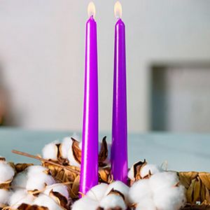 Свечи античные, сиреневые металлик, 2.3х25 см (упаковка 2 шт.)