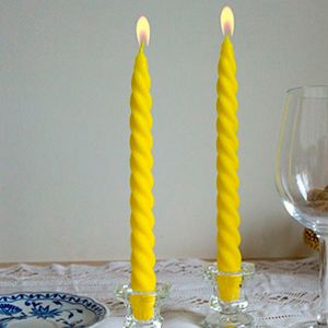 Свечи витые, жёлтые, 2.3х24.5 см (упаковка 2 шт.)