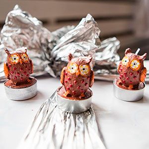 Набор фигурных свечей СОВУШКИ коричневые, 3.8х4 см (упаковка 4 шт.)