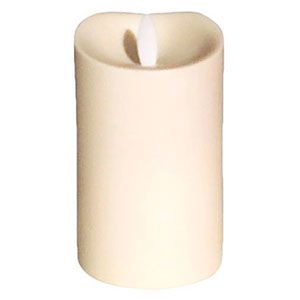 Электрическая свеча-столбик УЛИЧНАЯ, слоновая кость, тёплый белый LED-огонь колышущийся, 6.8х15.2 см