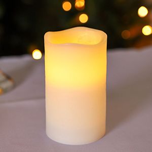 Электрическая восковая свеча КЛАССИКА, белая, тёплый белый LED-огонь, таймер, 7.5x12.5 см