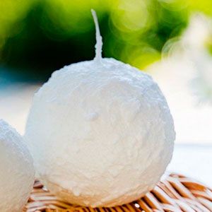 Дизайнерская свеча - шар СНЕЖОК, 8 см