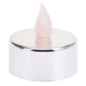 Чайная свеча ГЛЯНЦЕВЫЙ СТИЛЬ, серебристая, янтарный LED-огонь, 3.8х3.5 см