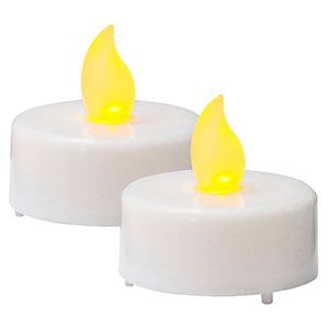 Набор чайных свечей PAULO (2 шт.), белые, LED-огни мерцающие, 3.8х3.8 см