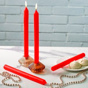 Свечи классические, красные, 2х25 см (4 шт.), Омский свечной