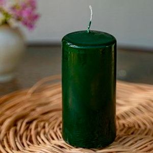 Свеча столбик, тёмно-зелёная, 6х12.5 см, Омский свечной