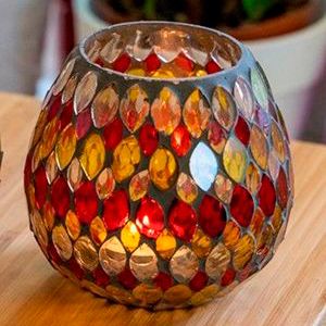 Подсвечник МОЗАИЧНОЕ НАСТРОЕНИЕ, стекло, 10х10 см, Кэминг (Kaemingk)