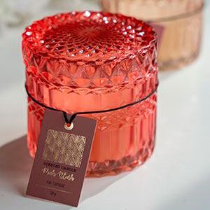 Свеча в стеклянной шкатулке КРИСТАЛИ, розовая, 9 см