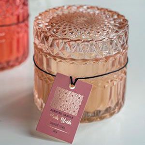 Свеча в стеклянной шкатулке КРИСТАЛИ, нежно-розовая, 9 см