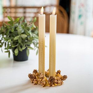 Набор восковых светодиодных свечей SOIREE ROMANTIQUE, золотой, имитация живого пламени, 25х2 см, 2 шт.