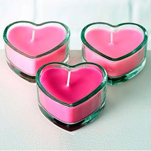 Декоративные свечи SWEET ROMANTIC в стеклянных подсвечниках, розовые, 4 см (набор - 3 шт.)