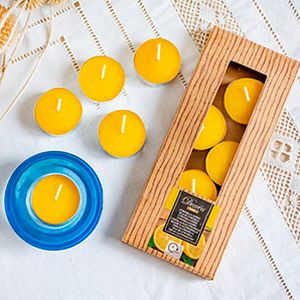Ароматические чайные свечи ЦИТРОНЕЛЛА малые,  жёлтые, 3.8х1.9 см (упаковка 10 шт.)