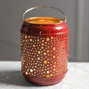 Подсвечник-фонарик ГОЧЧИ, красный, металлический, 13 см