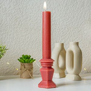 Декоративная свеча АНТИЧНОЕ ИЗЯЩЕСТВО с гранёным основанием, светло-терракотовая, парафин, 25 см