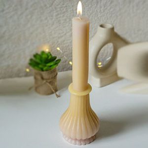 Декоративная свеча АНТИЧНОЕ ИЗЯЩЕСТВО с рифлёным основанием, нежно-розовая, парафин, 25 см
