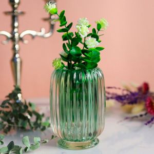 Стеклянный подсвечник ЗИМНИЙ КОКТЕЙЛЬ, нежно-зелёный, 12 см, ЕДГ (EDG)