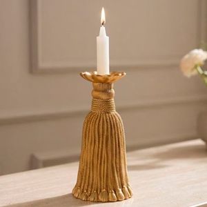 Подсвечник ШЁЛКОВАЯ КИСТЬ, полистоун, золотой, 26 см, ЕДГ (EDG)