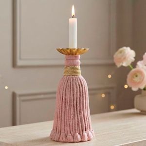 Подсвечник ШЁЛКОВАЯ КИСТЬ, полистоун, розовый, 26 см, ЕДГ (EDG)