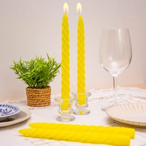 Свечи витые, желтые, 24.5 см, (упаковка 4 шт.), Омский свечной