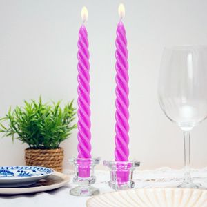 Свечи витые, сиреневые, 24.5 см, (упаковка - 2 шт.), Омский свечной
