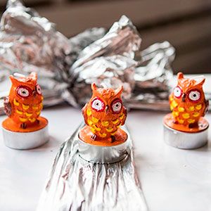 Набор фигурных свечей СОВУШКИ оранжевые, 3.8х4 см (упаковка 4 шт.)