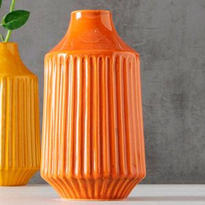 Керамическая ваза ОЛИВИЯ, оранжевая, 20 см