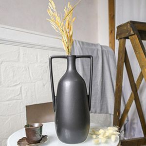 Керамическая ваза амфора МЕЛАКСИЯ, чёрная, 35 см