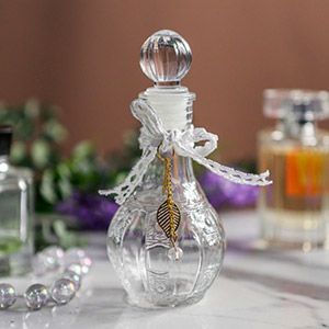 Декоративный флакон ХРУСТАЛЬНАЯ НЕЖНОСТЬ с прозрачной бусинкой, стекло, 15 см