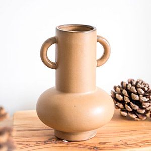 Керамическая ваза ПУСТЫННАЯ ГЛАЗУРЬ, ручной работы, коричневая, 20 см