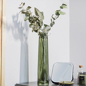Стеклянная ваза для одного цветка КСАНДРА, дымчато-зелёная, 30 см