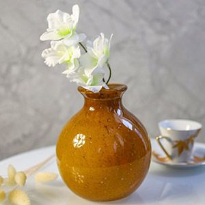 Декоративная ваза АМБРА СФЕРИКО, стеклянная, янтарная, 15 см