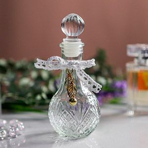 Декоративный флакон ХРУСТАЛЬНАЯ НЕЖНОСТЬ с золотой бусинкой, стекло, 15 см