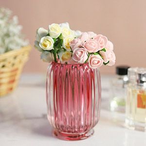 Стеклянная ваза ЗИМНИЙ КОКТЕЙЛЬ, розовая, 12 см