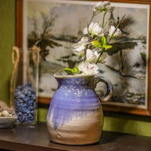 Декоративная керамическая ваза-кувшин ЛЕНДЕРТ, голубой, 13 см