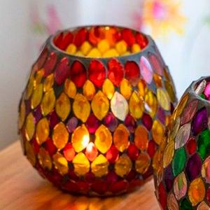 Подсвечник МОЗАИЧНОЕ НАСТРОЕНИЕ, стекло, 10х10 см, Кэминг (Kaemingk)