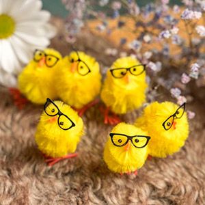 Пасхальные украшения МАЛЫШИ ЦЫПЛЯТКИ - ЧЕРНЫЕ ОЧКИ, 4 см (6 шт.)