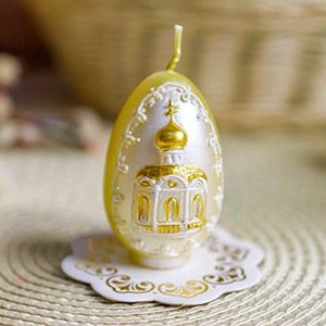 Пасхальная свеча ЯЙЦО С ЦЕРКОВЬЮ, 6 см