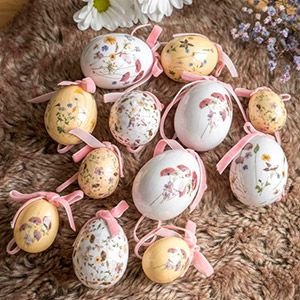 Декоративные пасхальные яйца ЦВЕТУЩИЙ ЛУГ, 3-5 см (упаковка 12 шт.)