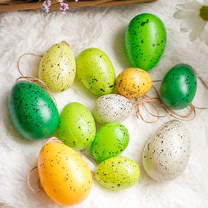 Декоративные пасхальные яйца УЮТНАЯ КРАПИНКА, жёлтые, зелёные и кремовые, 4-6 см (упаковка 12 шт.)
