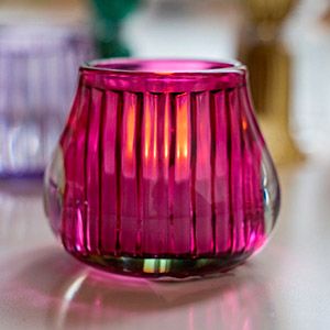 Подсвечник под чайную свечу ЭЛИСОН розовый, стекло, 7х8 см