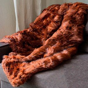 Меховой плед FUR CHARM, красно-рыжий, 150х130 см
