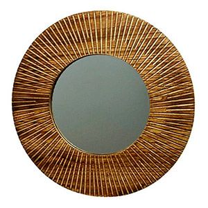 Декоративное зеркало ДЕРЕВЯННОЕ СОЛНЦЕ, темно-коричневая рама, 70 см