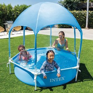Бассейн каркасный с навесом и фонтанчиком Intex Canopy Metal Frame Pool, 183х38 см, INTEX